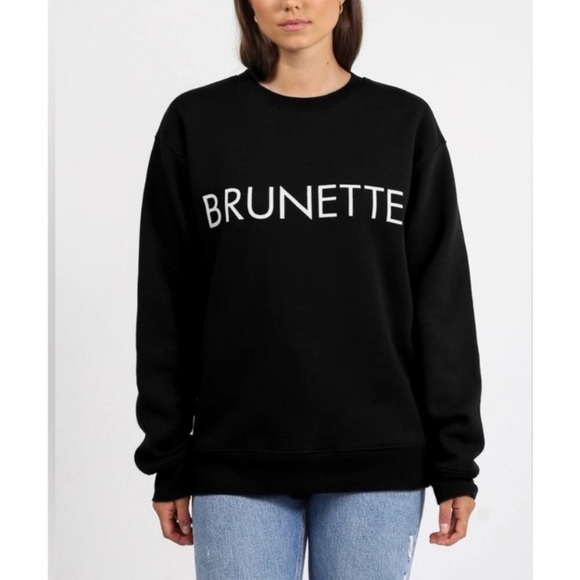 Brunette the Label "Brunette" Classic Crewneck Sweatshirt Black White XS/Small - Picture 2 of 10